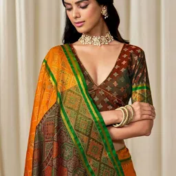 KALINI Woven Design Zari Silk Blend Patola Saree image 2