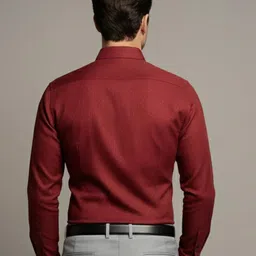 Yugnik Smart Slim Fit Spread Collar Self Design Cotton Formal Shirt image 3