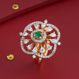 Kushal's Fashion Jewellery Green Gold-Plated Party Zircon Finger Ring-picture-38