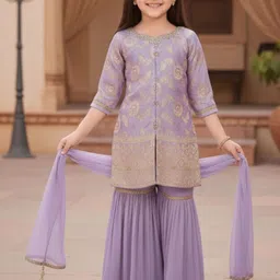 Lagorii Girls Regular Kurta with Sharara & With Dupatta-picture-47
