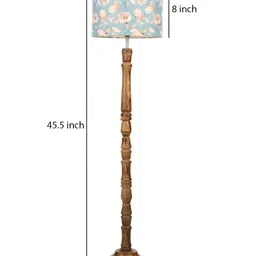 green girgit Blue & Brown Printed Wooded Floor Lamps image 4
