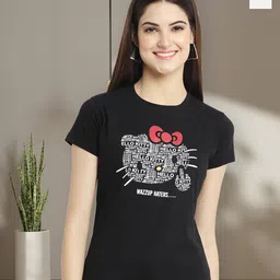 Dreambe Women Pack of 2 Graphic Printed Round Neck Cotton Regular Fit T-shirts-picture-26