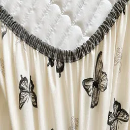 JC HOME Beige Butterfly Printed 150 TC Fitted Double King Bedsheet Set 1.80 m x 2 m image 3