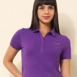 U.S. Polo Assn. Women Polo Collar Regular Fit T-shirt-image-46