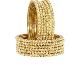 ZULKA Set Of 12 Pearls Beaded & Moti Work Glass Bangles image 3