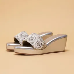ERIDANI Embellished Ethnic Wedge Mules-image-90
