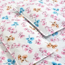 KLOTTHE White & Pink Printed 300 TC King Bedsheet With 2 Pillow Covers - 2.50x 2.25 m image 2