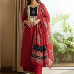 Anni Designer Women Ethnic Motifs Printed Regular Kurta with Trousers & With Dupatta image 5