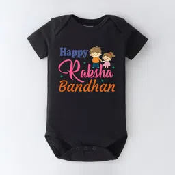 BLUSHES Infants Happy Raksha Bandhan Printed Pure Cotton Half Sleeves Bodysuit-picture-54