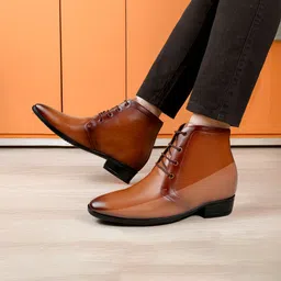 Bxxy Men 9 Cm Elevator Hidden Height Increasing Faux Leather Formal Derby Lace-up Boot.-picture-29