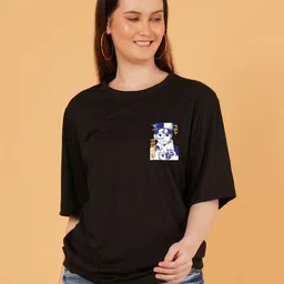 LECOWAR Women Graphic Printed Round Neck Cotton Oversized T-shirt-picture-32