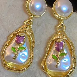 AKISON JEWELS Gold-Toned White Pearl Drop Earrings-picture-35