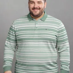 BULLMER Plus Size Striped Polo Collar T-shirt-picture-10