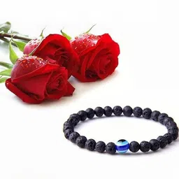 HEALINGGEMS Unisex Natural Black Lava with Evil Eye Bracelet-picture-34