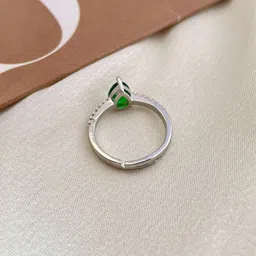 ISHKAARA Rhodium-Plated Green Drop Crystal Finger Ring image 3