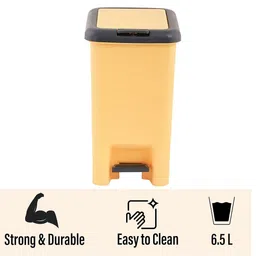 Kuber Industries Yellow & Grey 3 Pieces Pedal Dust Bins 6.5L Each image 2