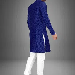 trustous Men Geometric Flared Sleeves Thread Work Jacquard Kurta image 4