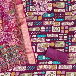 KALINI Embroidered Unstitched Dress Material image 4