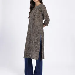 Anouk Rustic Bandhani Printed Round Neck Pure Cotton Straight Kurta image 3