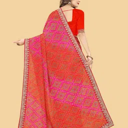 NEGRONI Bandhani Printed Saree With Embroidered Border image 5