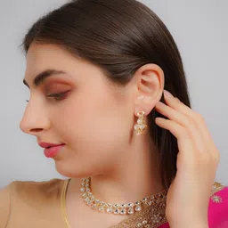 Divisha Gold-Plated Stone Studded Jewellery Set-image-1