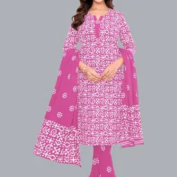 shree jeenmata collection Floral Printed Pure Cotton Straight Kurta With Trouser & Dupatta-picture-12