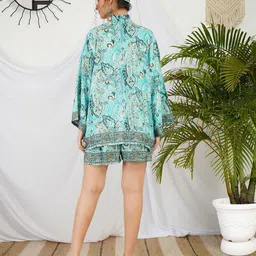 Boholyfe Printed Halter Neck Top & Shorts With Shrug Co-Ords image 5