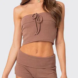 LULU & SKY Strapless Crop Top With Shorts Co-Ords image 2