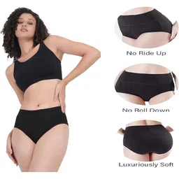 ORLIZEA Pack of 4 Women High-Rise Cotton Blend Hipster Briefs image 2