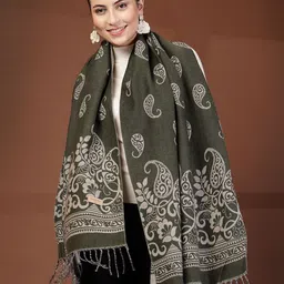 Mafadeny Paisley Pattern Shawl With Fringe Border-picture-21