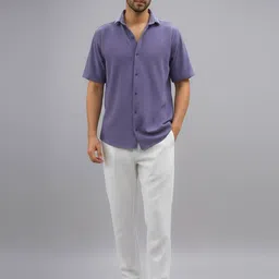 r.code by the roadster life co. R.Code by The Roadster Lifestyle Co. Men Standard Fit Textured Spread Collar Casual Shirt image 3