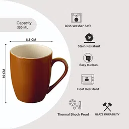 CLAY CRAFT Pacha Brown 2 Pieces Ceramic Matte Mugs 350ml image 3