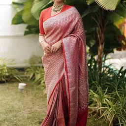 Mitera Woven Design Zari Silk Blend Banarasi Saree-image-16