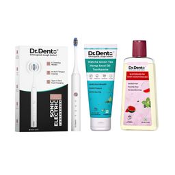 Dr.Dento Set Of 3 Seed Oil Toothpaste- 125 ml & Mint Mouthwash-300 ml With Toothbrush-picture-46