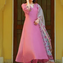 DIVASTRI Women Regular Kurta with Trousers & With Dupatta image 3