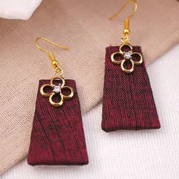 VIRAASI Gold-Plated Cubic Zirconia Studded Contemporary Drop Earrings-image-2