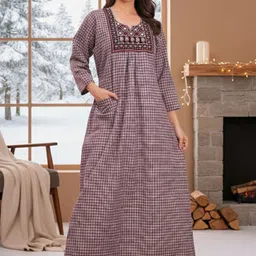 MAYA PRINT Checked Maxi Nightdress-picture-43