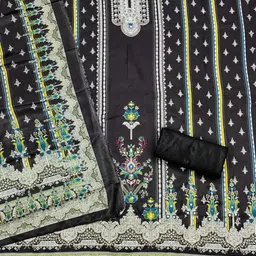 HE VAHLA Ethnic Motifs Printed Beads And Stones Unstitched Dress Material image 2
