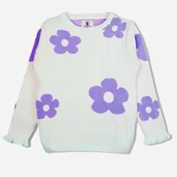 Bodycare Girls Floral Printed Round Neck Woollen Pullover-picture-15