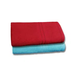 Dreamscape Turquoise Blue & Red 2 Pieces Pure Cotton 520 GSM Bath Towel-picture-40