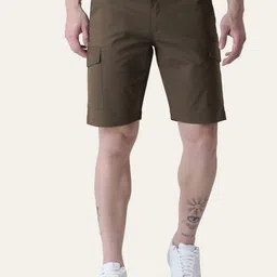 PERCH Men Twill Cotton Brown Solid Shorts-picture-11