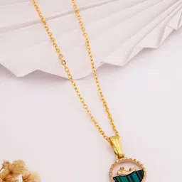 SZN Set Of 2 Gold-Plated Enamelled Circular Shaped Pendants With Chains image 2