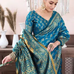 Snofi Creation Ethnic Motifs Zari Art Silk Handloom Banarasi Saree image 2