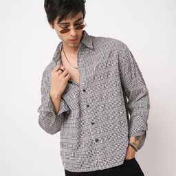 VASTRADO Classic Boxy Fit Checked Seersucker Weave Casual Crop Shirt-picture-28