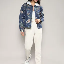 Campus Sutra Women Floral Lightweight Biker Jacket with Patchwork-picture-33