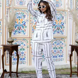 Moda Rapido Womens Printed Shirt Collar Shirt With Trousers Co-Ords-image-27