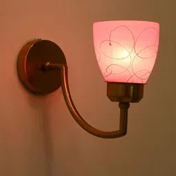 Somil Gold Plated Pink Glass Elegant & Stylish Decor Modern Interiors Wall Lamps-image-97