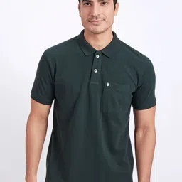 PRORIDERS Men Solid Dark Green Regular Fit Polo T-shirt-picture-29