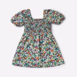 GAP Girls Square Neck Floral Printed A-Line Dress-image-73