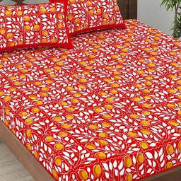 MILAAV Red Floral 144 TC Bedsheet with 2 Pillow Covers image 3